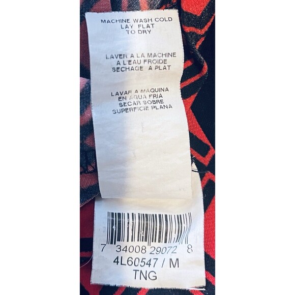 Karen Kane 4L60547 Tangerine Red Diamond Print Stretch Jersey Tiffany Dress M - Picture 8 of 9